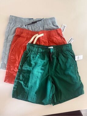 Old Navy Kids Green, Coral & Light Blue Elastic Waist Shorts Trio